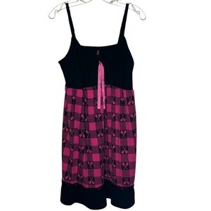 Torrid 1 Black Pink Checkered Guitar Print Sleeveless Dress Or Nightie Old Label